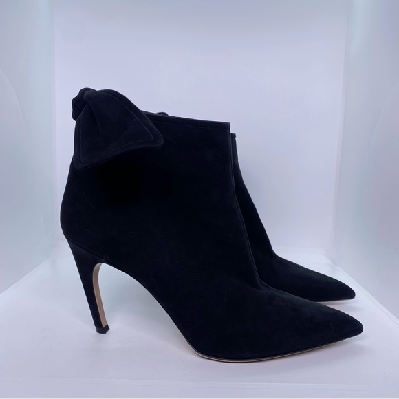 CHRISTIAN DIOR Suede La Belle D Bow Ankle Boots Size 10 Black - Picture 1 of 9